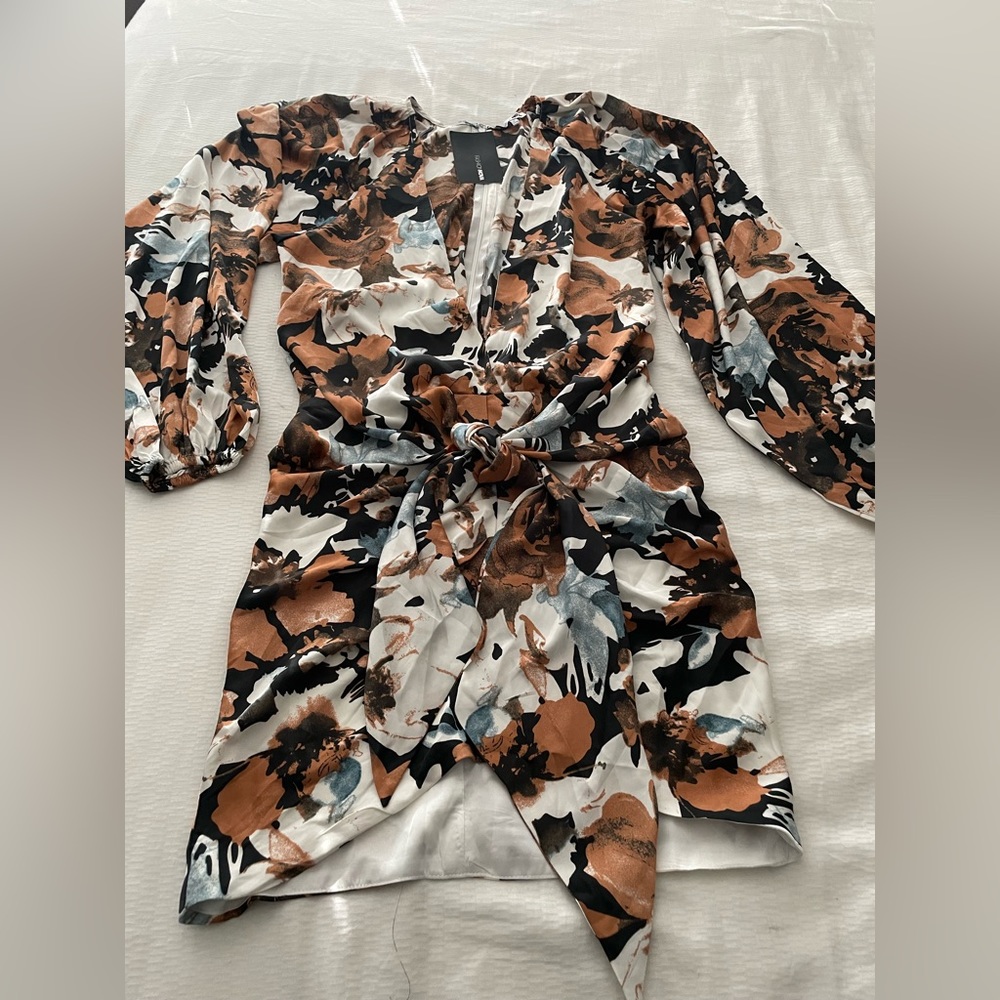 Satin low cut mini wrap dress